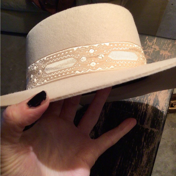 Rare SALE  Lack of Color cream banded boater main image 4